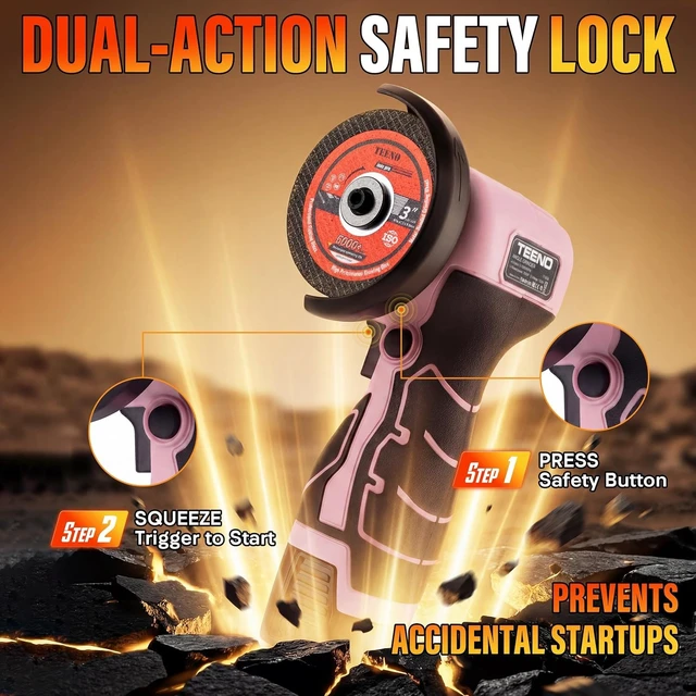 Alt view image 13 of 14 - Cordless Angle Grinder Kit, 19,500 RPM Mini Electric Angle Grinding Tool with 2 Pcs 16.8V 2000mAh Batteries and 6 Cutting Discs, 3-Inch Handheld Grinder for DIY & Home Improvement, Pink