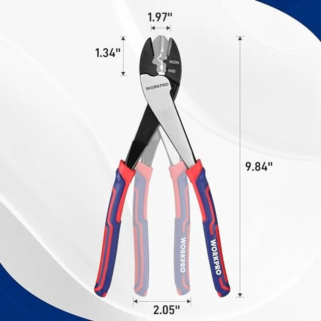 Alt view image 9 of 14 - 9.5" Wire Cutter/Crimper, Wire Crimping/Cutting Tool for 10-22 AWG Terminals and Connectors, Designed for Insulated and Non-Insulated Connections (Pack of 2)