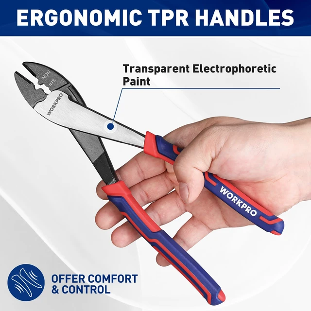 Alt view image 12 of 14 - 9.5" Wire Cutter/Crimper, Wire Crimping/Cutting Tool for 10-22 AWG Terminals and Connectors, Designed for Insulated and Non-Insulated Connections (Pack of 2)