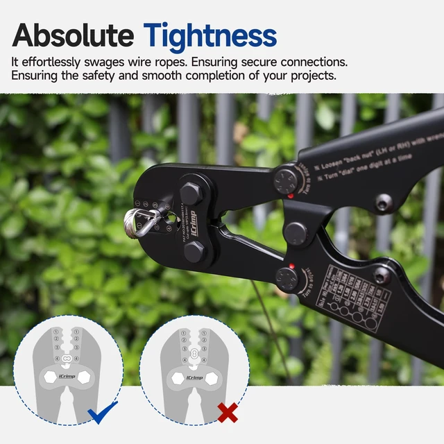 Alt view image 11 of 14 - iCrimp IWS-1608MC Wire Rope Crimper with Built-In Cutter, 3/64"to 1/8" High carbon steel swaging tool for aluminum oval, double-barrel & annealed copper sleeves; ideal for railing, cable & fishing