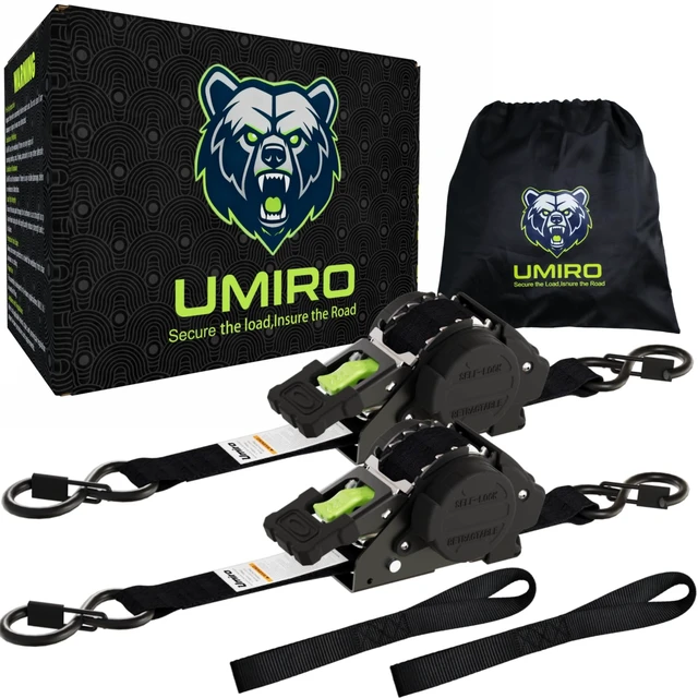 Alt view image 8 of 14 - Retractable Ratchet Straps 1''x 12ft Heavy Duty Tie Downs Bolt on Auto Retract Ratchet Strap 1760lb Break Strength Self Retracting for Truck,Cargo,Trailer,Motorcycle,ATV,UTV (Black-Green,2 Pack)