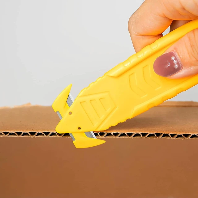 Alt view image 11 of 14 - Safety Box Cutters, 50-pack Utility Safety Knife, Package Opener Tool Safe Box Cutter Knife Bulk with Concealed Double-sided Safety Steel Blade, Yellow