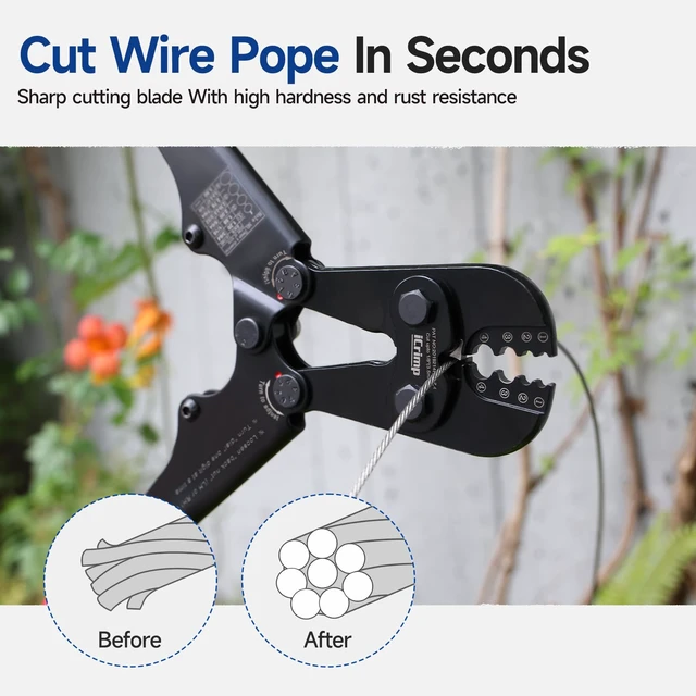 Alt view image 12 of 14 - iCrimp IWS-1608MC Wire Rope Crimper with Built-In Cutter, 3/64"to 1/8" High carbon steel swaging tool for aluminum oval, double-barrel & annealed copper sleeves; ideal for railing, cable & fishing