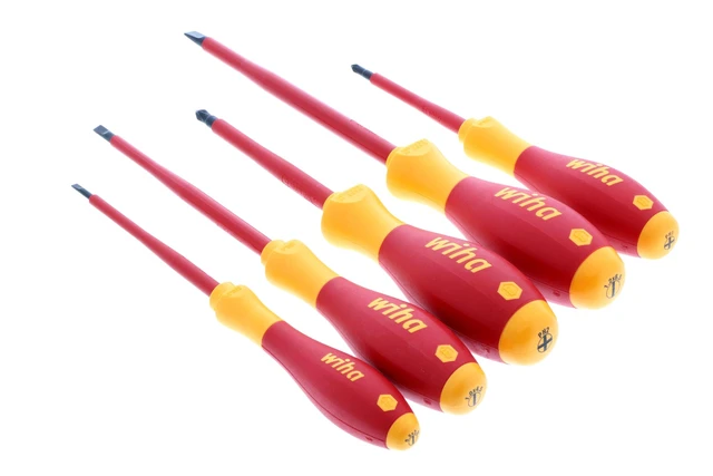 Alt view image 5 of 6 - 32091 Insulated Screwdriver Set, 5-Piece 1000V Electrician Tool Kit 1000V VDE certified, tested to 10,000 volts, SoftFinish cushion grip, black oxide tips, made in Germany - Phillips Head Screwdrivers