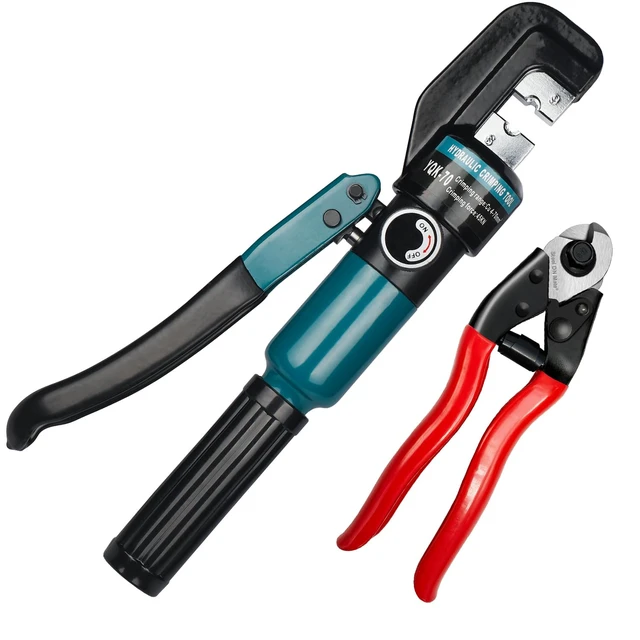 Alt view image 8 of 14 - Hydraulic Crimping Tool for 1/8"-3/16" Cable Railing Kits, 10-Ton Crimper 3 Hardened Dies, One-Hand Use, Hydraulic Crimper for Cable Railing Hardware, Wire & Battery Cable Crimping 12-2/0 AWG DC02