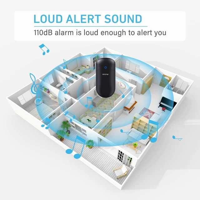 Alt view image 9 of 12 - Door Chime When Door Opens, Door Opened Alarm 3-Sensor 1-Receiver, Black Home / Business Entering Doorbell with 500FT Wireless Range 58-chimes 5-volume, Entry Alert for Kids/Dementia/Elderly Safety