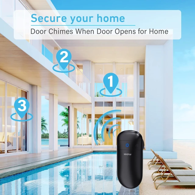 Alt view image 10 of 12 - Door Chime When Door Opens, Door Opened Alarm 3-Sensor 1-Receiver, Black Home / Business Entering Doorbell with 500FT Wireless Range 58-chimes 5-volume, Entry Alert for Kids/Dementia/Elderly Safety