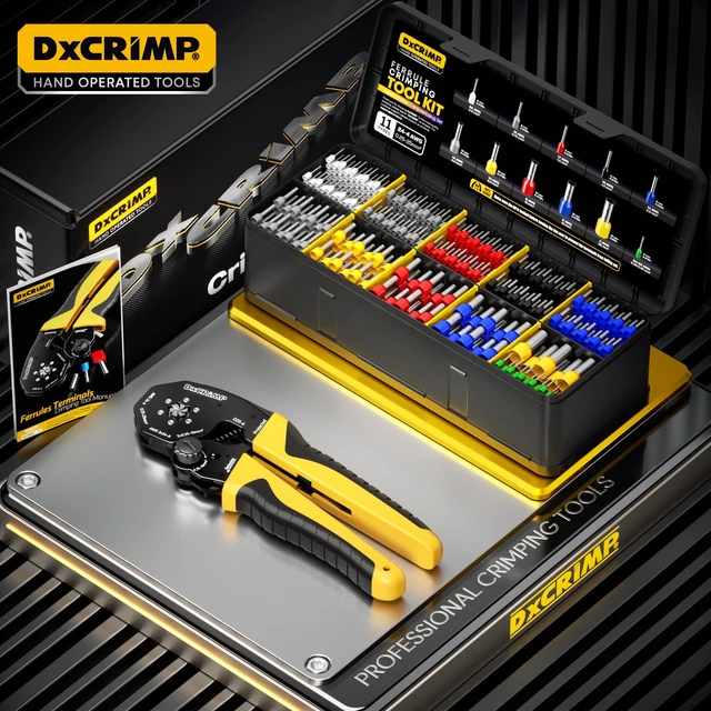 Alt view image 13 of 14 - Hex Ferrule Crimping Tool Kit AWG 24-4 Wire Ferrules 11 Sizes Self-adjusting wire crimper with insulated wire terminals for electrical panels PLC marine solar and 12V automotive wiring