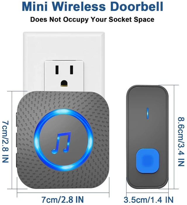 Alt view image 14 of 14 - Wireless Doorbell with 3 receivers 2 Buttons,IP55 Waterproof Doorbell,1300 FT/400M Remote Doorbell,55 Chimes 5 Volume,Colorful LED Flashing,110 db Loud Volume,For Home/Classroom