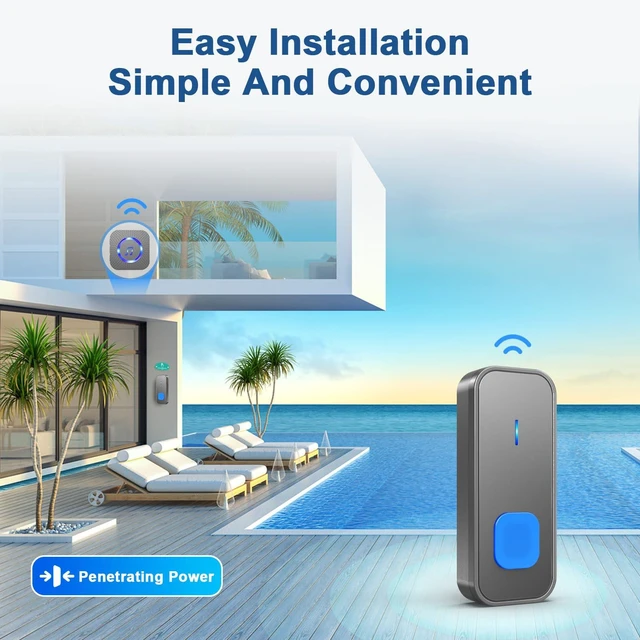 Alt view image 13 of 14 - Wireless Doorbell with 3 receivers 2 Buttons,IP55 Waterproof Doorbell,1300 FT/400M Remote Doorbell,55 Chimes 5 Volume,Colorful LED Flashing,110 db Loud Volume,For Home/Classroom