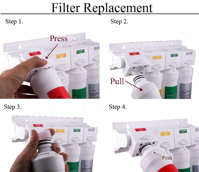 Alt view image 8 of 12 - RO Pure Plus Bi-Annual Filter Kit 2-Pack Push Button Design 5-Micron Sediment Activated Carbon Pre-Filter 6-Month Supply Sediment and Carbon Pre-Filter Fits WP531411 WP531407 WP531517