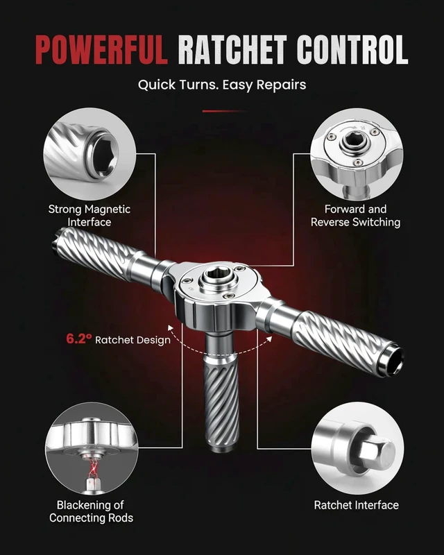 Alt view image 10 of 14 - Ratchet Screwdriver Set, magnetic Screwdriver sets, S2 Steel Bits, DIY Combination Flexible Shaft, Suitable for Furniture Assembly, Precision Electrical Appliance Repair, Bicycle Tools