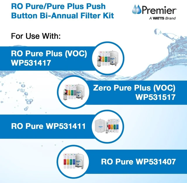 Alt view image 10 of 12 - RO Pure Plus Bi-Annual Filter Kit 2-Pack Push Button Design 5-Micron Sediment Activated Carbon Pre-Filter 6-Month Supply Sediment and Carbon Pre-Filter Fits WP531411 WP531407 WP531517