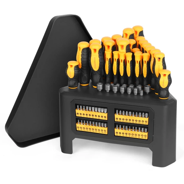 Alt view image 5 of 8 - 84-Piece Magnetic Screwdriver Set Screwdriver Set with Quick-Store Rack & Tray, Includes Precision Screwdrivers, Ratchet Handle, Nut Drivers & Bit Set