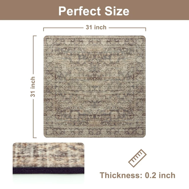 Alt view image 10 of 14 - Stair Treads Non-Slip Matching Mat for Wooden Steps 31"x31" Stair Rugs Square Capet Stair Treads Rubber Backing Stair Runner Anti-Slip Stair Landing Mat 31x31 Inch Stair Rugs Carpet for Stairs
