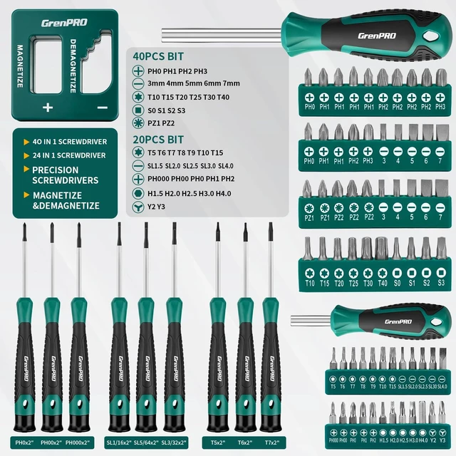 Alt view image 7 of 8 - Screwdriver Set Precision 90pcs, S2 Alloy Steel Small Screwdriver Set, Torx Screwdriver Sets with Sturdy Tool Box, Includes Slotted Phillips Torx Tool Kit