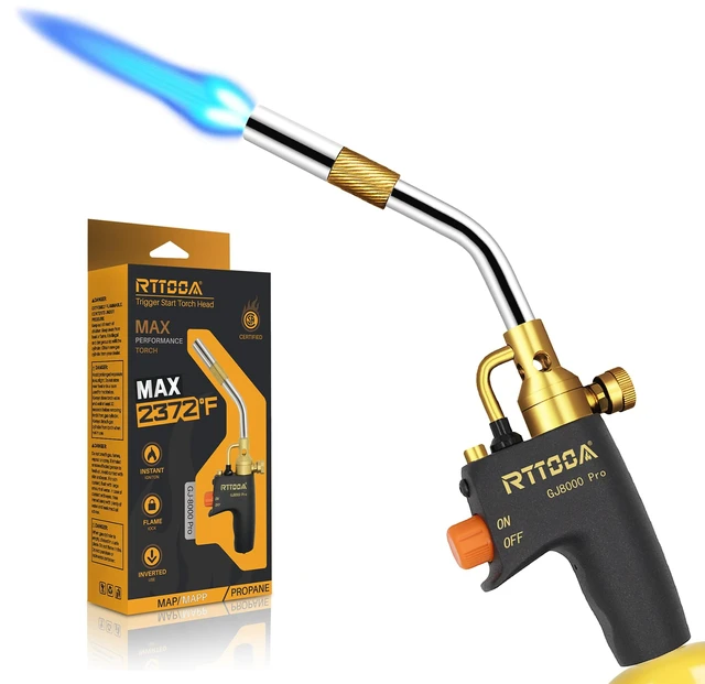Alt view image 7 of 12 - Propane Torch Head, GJ-8000pro High Intensity Torch Head, Trigger Start Gas Torch Kit for Propane, Pencil Flame Welding Torch Fuel by Mapp/Map/Propane, Soldering, CookingCSA Certified)