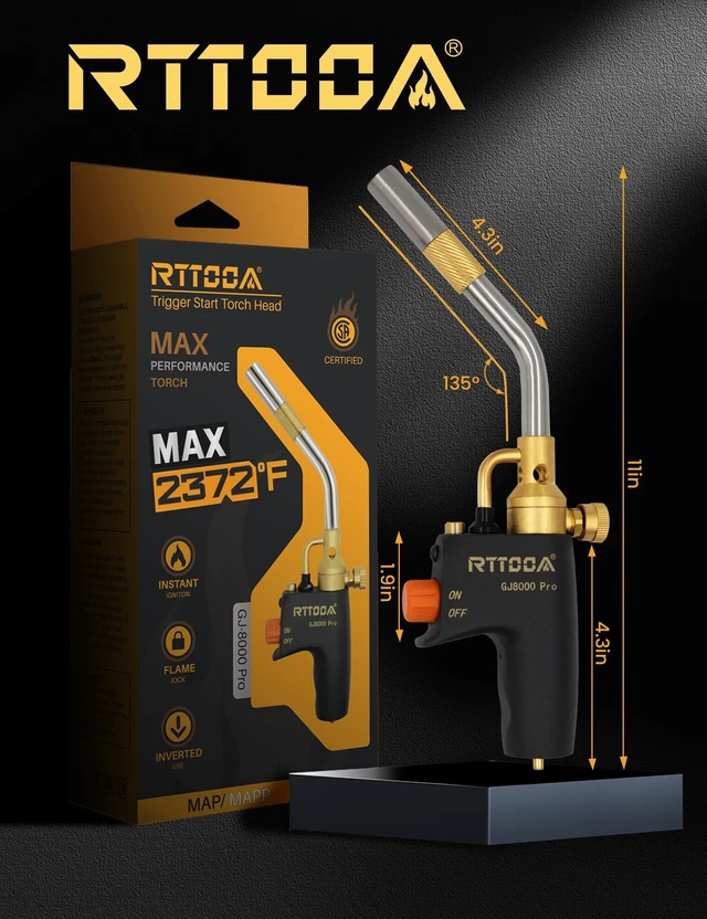 Alt view image 12 of 12 - Propane Torch Head, GJ-8000pro High Intensity Torch Head, Trigger Start Gas Torch Kit for Propane, Pencil Flame Welding Torch Fuel by Mapp/Map/Propane, Soldering, CookingCSA Certified)