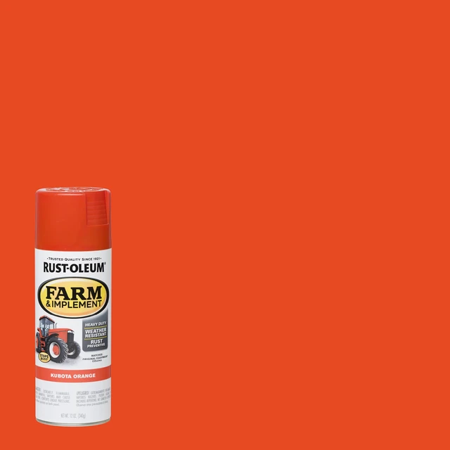 Alt view image 9 of 14 - Farm & Implement Kubota Orange Spray Paint Tractor Touch Up Paint, Equipment Restoration, Fade Resistant Color, Fast Dry Formula, Farm Equipment Finish, 12 oz