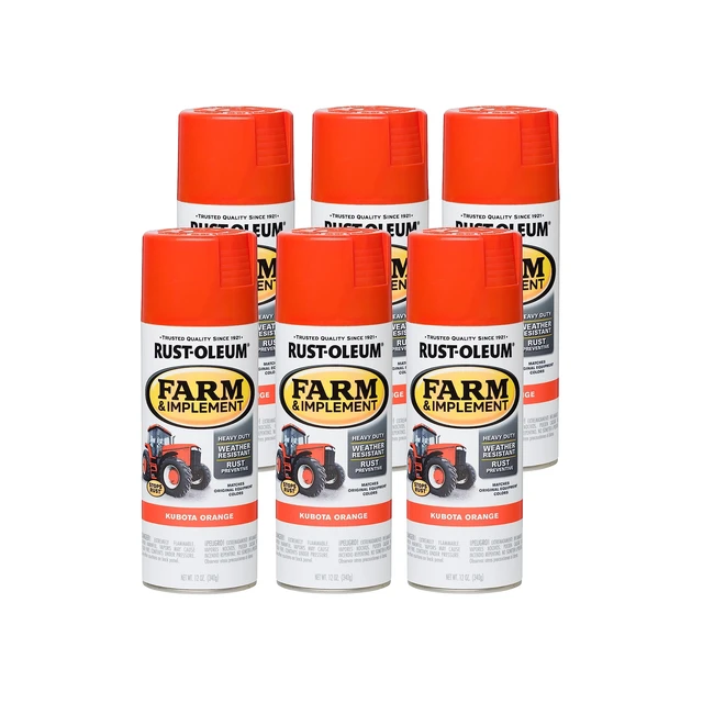 Alt view image 8 of 14 - Farm & Implement Kubota Orange Spray Paint Tractor Touch Up Paint, Equipment Restoration, Fade Resistant Color, Fast Dry Formula, Farm Equipment Finish, 12 oz