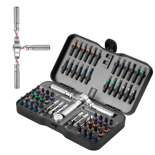 Alt view image 8 of 14 - Ratchet Screwdriver Set, magnetic Screwdriver sets, S2 Steel Bits, DIY Combination Flexible Shaft, Suitable for Furniture Assembly, Precision Electrical Appliance Repair, Bicycle Tools