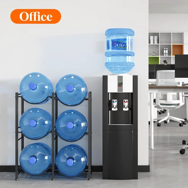 Alt view image 13 of 14 - 5 Gallon Water Jug Holder, 3 Tier Heavy Duty Water Dispenser Stand 6 Slots Water Bottle Storage Rack for Gallon Jugs, 126 lb Capacity Detachable Water Shelf Organizer for Home, Office, Black