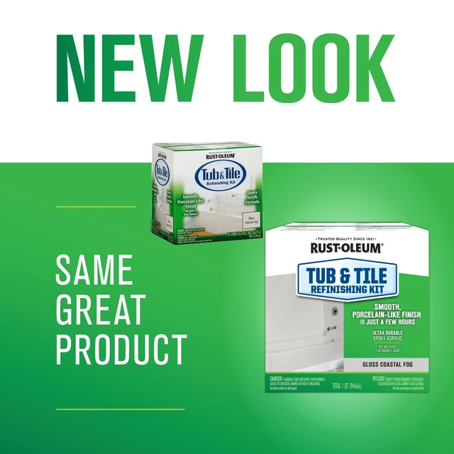 Alt view image 10 of 14 - Tub & Tile Refinishing 2-Part Kit, Gloss Coastal Fog Bathroom Surface Refresh, Ceramic, Porcelain & Fiberglass, Waterproof Protection, Porcelain-Like Finish, Quart