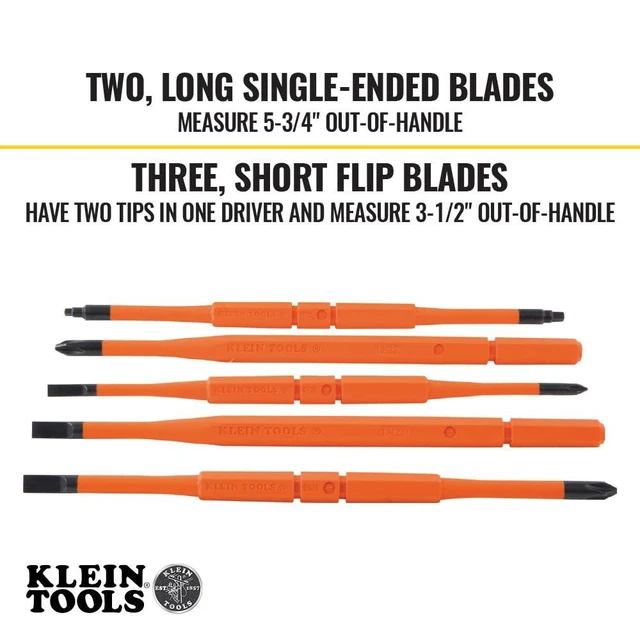 Alt view image 10 of 14 - 32288 Insulated Screwdriver, 8-in-1 Screwdriver Set with Interchangeable Blades, 3 Phillips, 3 Slotted and 2 Square Tips