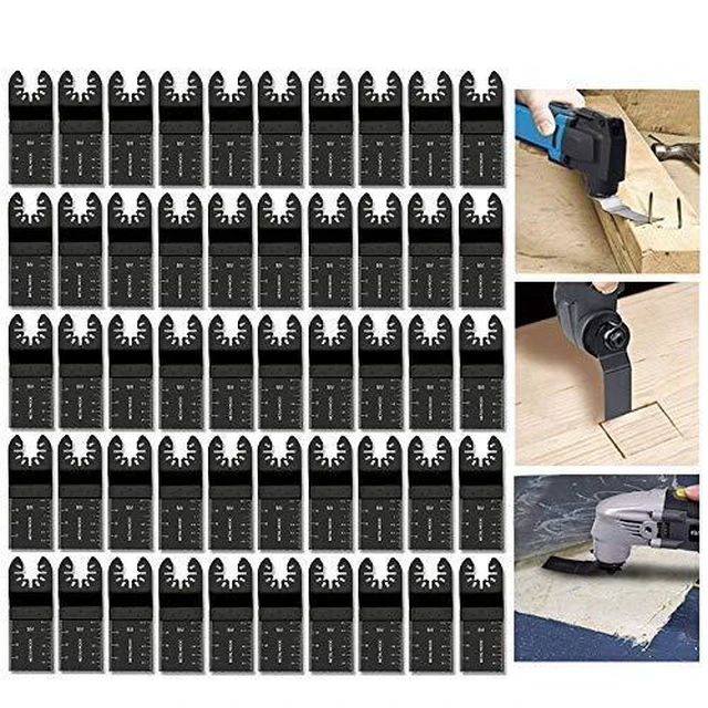 Alt view image 7 of 12 - Oscillating Saw Blades, 100pcs Wood Oscillating Multitool Saw Blade Set Fits Fein Multimaster Porter Cable Black & Decker Bosch Dremel Craftsman Ridgid Ryobi Makita Milwaukee etc
