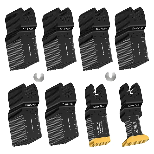 Alt view image 8 of 14 - 100PCS Titanium Multitool Blades for Wood Plastic Nails Metal Professional Universal Oscillating Saw Blades & Quick Release Multi Tool Blades Kits Fit Dewalt Ryobi Bosch Milwaukee Fein