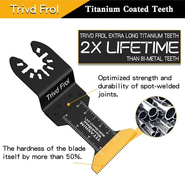 Alt view image 10 of 14 - 100PCS Titanium Multitool Blades for Wood Plastic Nails Metal Professional Universal Oscillating Saw Blades & Quick Release Multi Tool Blades Kits Fit Dewalt Ryobi Bosch Milwaukee Fein