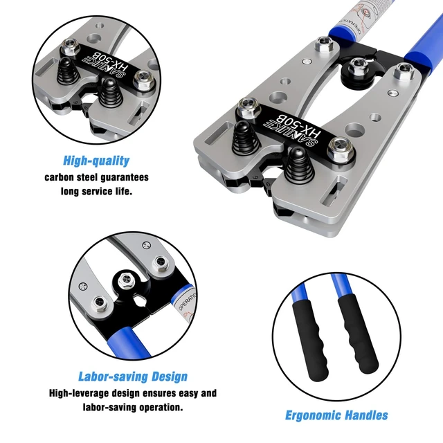 Alt view image 12 of 14 - Battery Cable Crimping Tool AWG 10-1/0, Wire Cutter,100 Copper Lugs Electrical Terminal Crimper AWG 10 8 6 4 2 1/0, 100pcs Wire Connectors & Heat Shrink Tubing, Cable Cutter Pliers, Black Bag
