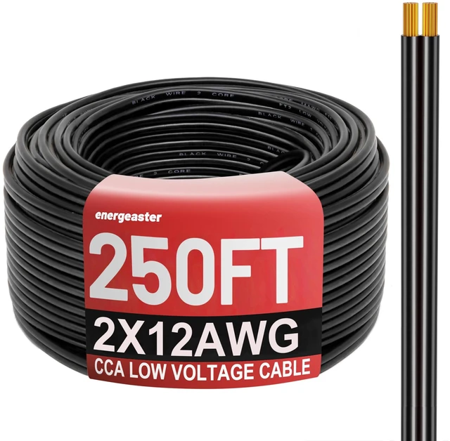 Alt view image 8 of 14 - 250FT 12 Gauge 12/2 Low Voltage Landscape Wire Black 12AWG 2 Conductors Outdoor Low-Voltage Cable Direct Burial Hookup LED Lighting Strips Flexible Cable Copper Clad Aluminum