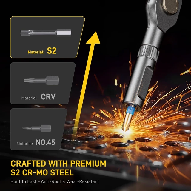 Alt view image 9 of 14 - 74 in 1 Magnetic Ratchet Screwdriver Set with Detachable T Handle S2 Steel Bits Screwdriver Set, Repair Tool Kit for Furniture, Precision Electronics, Bicycle, DIY, Computer, Gift for Man