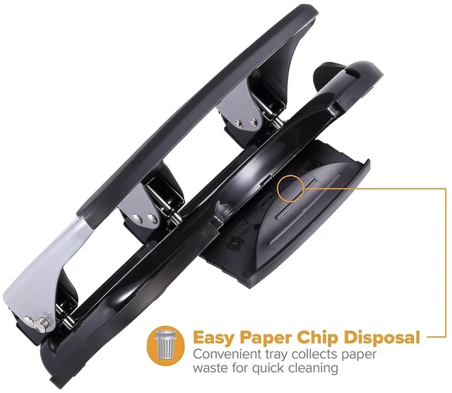 Alt view image 10 of 14 - Office EZ Squeeze Heavy Duty 3-Hole Punch for Home Office & School, 40-Sheet Capacity, One-Touch Reduced Force, Sleek Silver Design