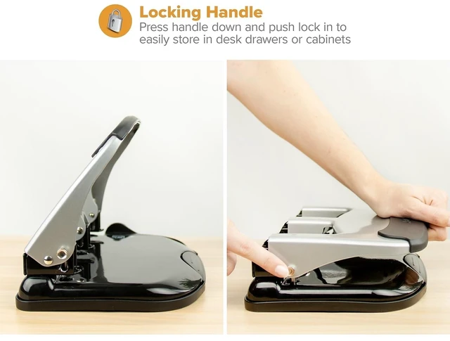 Alt view image 13 of 14 - Office EZ Squeeze Heavy Duty 3-Hole Punch for Home Office & School, 40-Sheet Capacity, One-Touch Reduced Force, Sleek Silver Design