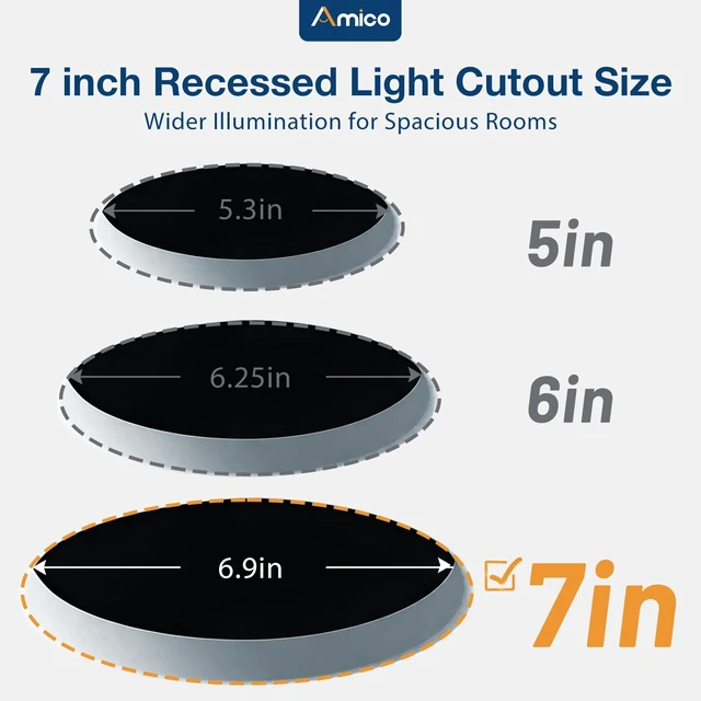 Alt view image 9 of 14 - 4 Pack 7 Inch 5CCT Ultra-Thin LED Canless Recessed Ceiling Downlight Dimmable Wafer Light with Junction Box, 2700K/3000K/3500K/4000K/5000K Selectable, 15W=100W, 1300LM High Brightness, ETL&FCC