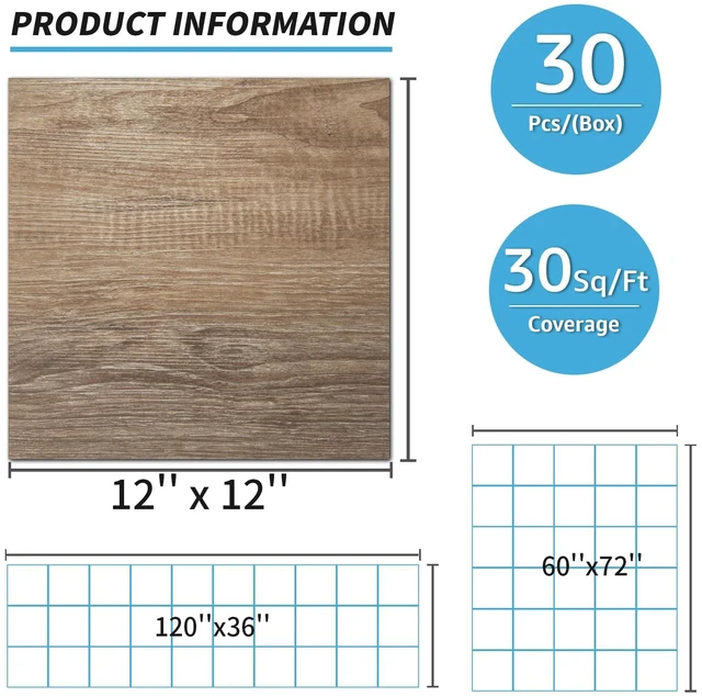 Alt view image 13 of 14 - 30-Pack Peel and Stick Vinyl Floor Planks, 12" x 12", Light Brown Ash Premium Vinyl, Self-Adhesive, Waterproof, Wood Grain, Fade-Resistant, Scratch-Proof, Ideal for Kitchen, Dining Room, Bedrooms