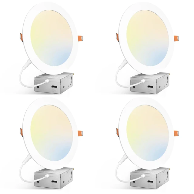 Alt view image 8 of 14 - 4 Pack 7 Inch 5CCT Ultra-Thin LED Canless Recessed Ceiling Downlight Dimmable Wafer Light with Junction Box, 2700K/3000K/3500K/4000K/5000K Selectable, 15W=100W, 1300LM High Brightness, ETL&FCC