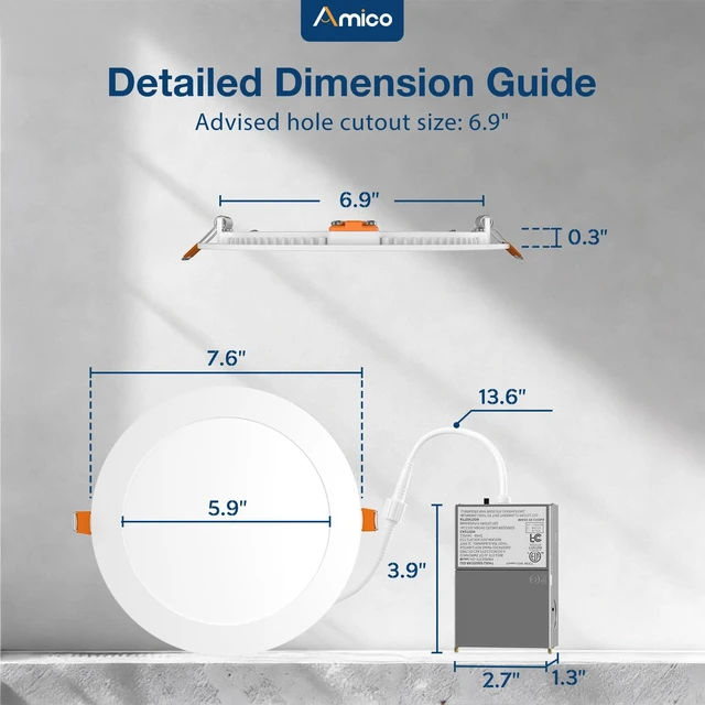 Alt view image 13 of 14 - 4 Pack 7 Inch 5CCT Ultra-Thin LED Canless Recessed Ceiling Downlight Dimmable Wafer Light with Junction Box, 2700K/3000K/3500K/4000K/5000K Selectable, 15W=100W, 1300LM High Brightness, ETL&FCC