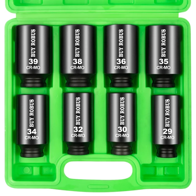 Alt view image 8 of 14 - Axle Nut Impact Socket Set, 1/2" Drive Deep 12 Point 8-Piece Metric 29mm, 30mm, 32mm, 34mm, 35mm, 36mm, 38mm, 39mm Socket, Large Socket Set with Storage Case for Auto Repair, Removing