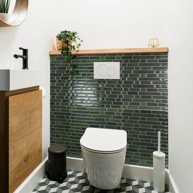 Alt view image 10 of 14 - Linear Design Tile Peel and Stick Backsplash, 10-Sheet, Dark Green 12 x 12 Inch, Enhanced Thickness, Warp Resistant, Strong Adhesion, Sturdy, for Kitchen, Bedroom, Ideal for Home Improvement