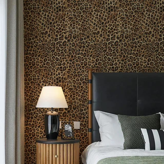 Alt view image 9 of 14 - Upgrade Brown Leopard Print Peel and Stick Wallpaper, 17.3" x 400" Waterproof Removable Self Adhesive Wallpaper, Unique Funky Cheetah Contact Paper for Bedroom, Bathroom, Decor,48.1 sq