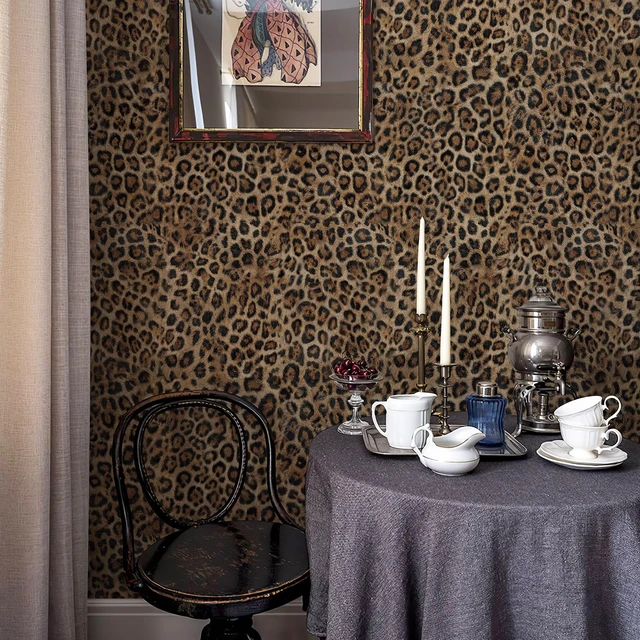 Alt view image 13 of 14 - Upgrade Brown Leopard Print Peel and Stick Wallpaper, 17.3" x 400" Waterproof Removable Self Adhesive Wallpaper, Unique Funky Cheetah Contact Paper for Bedroom, Bathroom, Decor,48.1 sq