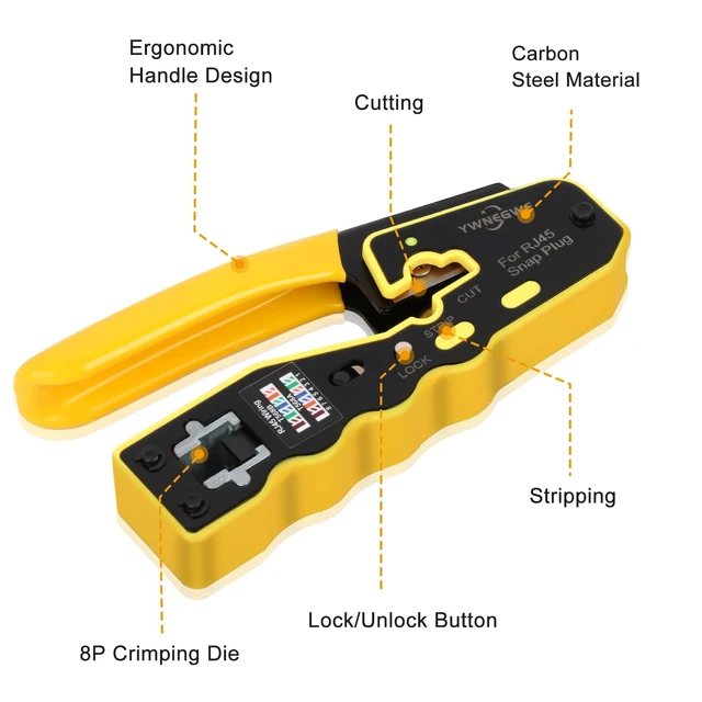Alt view image 11 of 14 - RJ45 Crimp Tool Kit Pass Through Ethernet Crimping Tool Kit(K12) Sturdy RJ45 Crimper for Cat5 Cat5e Cat6 Pass Through Modular Plugs, All-In-One RJ45 Tool Kit, Good Workmanship, Easy to Carry
