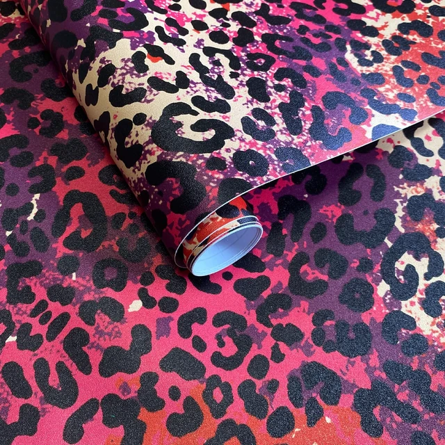 Alt view image 8 of 14 - Hot Pink Leopard Print Peel and Stick Wallpaper, 17.3" x 400" Waterproof Removable Self Adhesive Wallpaper, Unique Funky Cheetah Contact Paper for Bedroom, Bathroom, Decor