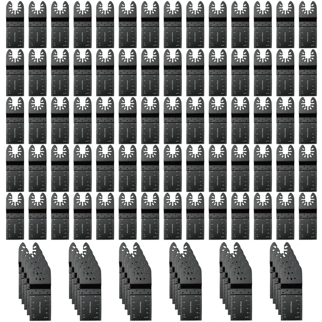 Alt view image 8 of 14 - 100PCS Oscillating Saw Blades, Multitool Blades for Wood Plastics Professional Universal HCS Oscillating Tool Blades, Quick Release Multi Tool Blades Kits Fit Dewalt Milwaukee Ryobi Rockwell