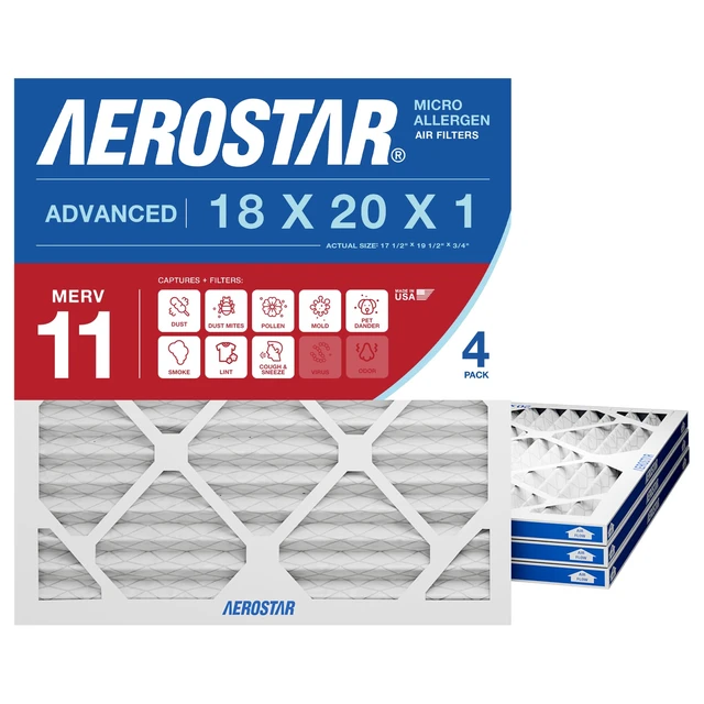 Alt view image 8 of 14 - 18x20x1 MERV 11-4 Count - Pleated HVAC, Furnace & Air Conditioner Filters - Removes Dust, Cold & Flu Germs, Lint, Mold, Pet Dander, Allergy-Causing Pollen, Smog & Smoke