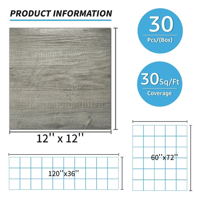 Alt view image 13 of 14 - 30-Pack Peel and Stick Vinyl Floor Planks, 12 x 12 in, Taupe Ash Premium Vinyl, Self-Adhesive, Waterproof, Wood Grain, Fade-Resistant, Scratch-Proof, Ideal for Kitchen, Dining Room, Bedrooms