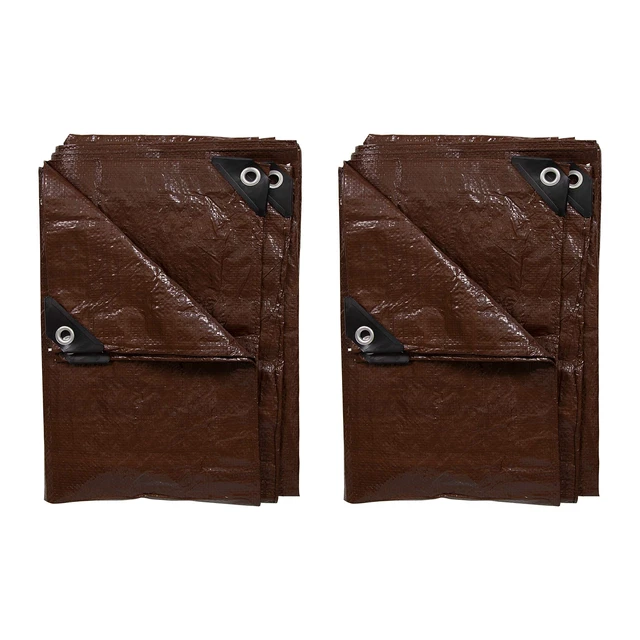 Alt view image 8 of 14 - Light-Duty Rip-Stop Tarp 12' x 16' - Brown - 2 Pack (U-1216-2) - Waterproof Tarp for Camping and Outdoor Use, Thick and Durable Cover with 3.5 Mil Thickness for Ultimate Protection